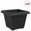 Négyzet virágcserép 24 pcs fekete 28,5 x 28,5 x 22 cm műanyag