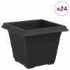 Négyzet virágcserép 24 pcs fekete 33 x 33 x 26 cm műanyag