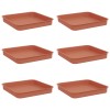 Négyzetes virágtálca 6 pcs tégla vörös 15 x 15 x 2 cm műanyag