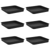 Négyzetes virágtálca 6 pcs fekete 15 x 15 x 2 cm műanyag