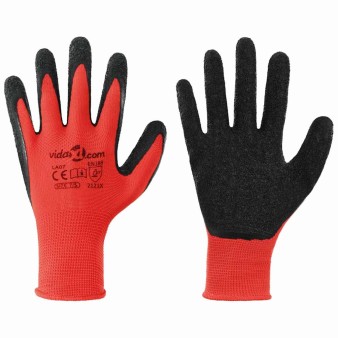Munkakesztyűk 12 pcs piros és fekete 7 / s latex bevonat