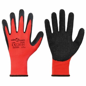 Munkakesztyűk 12 pcs piros és fekete 8 / m latex bevonat