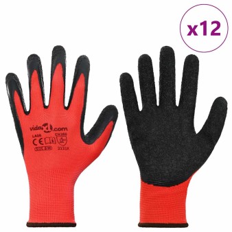 Munkakesztyűk 12 pcs piros és fekete 8 / m latex bevonat