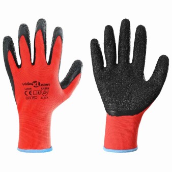 Munkakesztyűk 12 pcs piros és fekete 9 / l latex bevonat