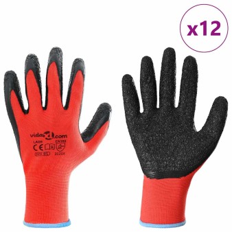 Munkakesztyűk 12 pcs piros és fekete 9 / l latex bevonat