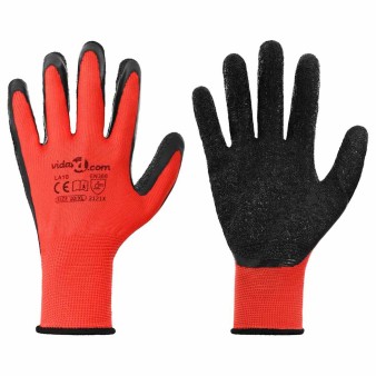 Munkakesztyűk 12 pcs piros és fekete 10 / xl latex bevonat