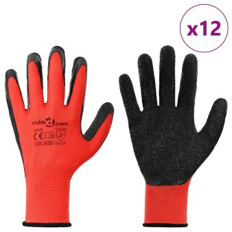 Munkakesztyűk 12 pcs piros és fekete 10 / xl latex bevonat