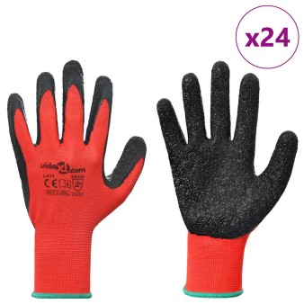 Munkakesztyűk 24 pcs piros és fekete 11 / xxl latex bevonat