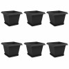 Növénycserép 6 pcs fekete 28,5 x 28,5 x 22 cm műanyag