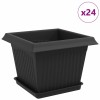 Növénycserép 24 pcs fekete 23 x 23 x 17,5 cm műanyag