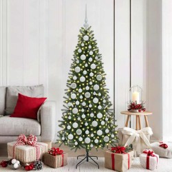 Karácsonyi díszgömb készlet 300 led-del 120 pcs fehér műanyag