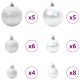 Karácsonyi díszgömb készlet 150 led-del 61 pcs ezüst műanyag