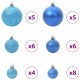 Karácsonyi díszgömb készlet 150 led-del 61 pcs kék műanyag