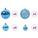 Karácsonyi díszgömb készlet 150 led-del 61 pcs kék műanyag