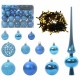 Karácsonyi díszgömb készlet 150 led-del 61 pcs kék műanyag