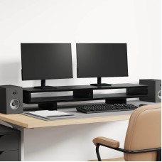 Monitor tartó polcokkal fekete 100 x 27 x 15 cm faanyag