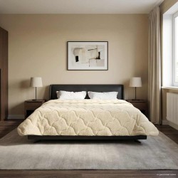 Téli takaró krém 220 x 240 cm mikroszálas és teddy plüss