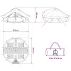 Tipi sátor tetővel zöld 800 x 800 x 430 cm poliészter és acél
