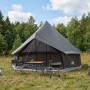 Tipi sátor barna szürke 300 x 300 x 200 cm poliészter és acél