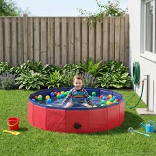 Gyerekmedence piros ø 80 x 20 cm vastag pvc és mérnöki fa