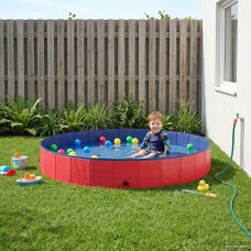 Gyerekmedence piros ø200 x 30 cm vastag pvc és mérnöki fa