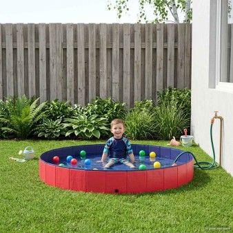 Gyerekmedence piros ø300 x 38 cm vastag pvc és mérnöki fa