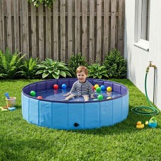 Gyerekmedence kék ø 120 x 30 cm vastag pvc és mérnöki fa