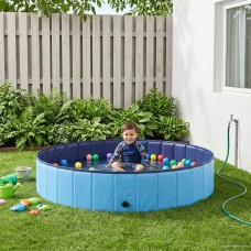 Gyerekmedence kék ø 160 x 30 cm vastag pvc és mérnöki fa