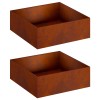 Kerti cserép 2 db rozsdás 60 x 60 x 20 cm időjárásálló acél