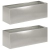 Kerti cserép 2 db ezüst 40 x 20 x 20 cm rozsdamentes acél