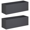 Kerti cserép 2 db antracitszürke 60 x 20 x 20 cm