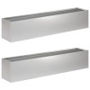 Kerti cserép 2 db ezüst 80 x 20 x 20 cm horganyzott acél