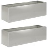 Kerti cserép 2 db ezüst 80 x 30 x 30 cm rozsdamentes acél