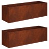 Kerti cserép 2 db rozsdás 100 x 30 x 30 cm időjárásálló acél