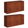 Kerti cserép 2 db rozsdás 100 x 30 x 50 cm időjárásálló acél