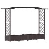 Magasított ágy trellis-szel és tetővel barna 207 x 40 x 126 cm