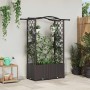 Magasított ágy trellis-szel és tetővel barna 125 x 40 x 138 cm