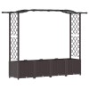 Magasított ágy trellis-szel és tetővel barna 204 x 40 x 141 cm