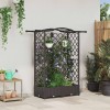 Magasított ágy trellis-szel és tetővel barna 124 x 40 x 126 cm