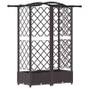Magasított ágy trellis-szel és tetővel barna 124 x 40 x 126 cm