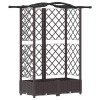 Magasított ágy trellis-szel és tetővel barna 124 x 40 x 126 cm
