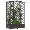 Magasított ágy trellis-szel és tetővel barna 124 x 40 x 126 cm