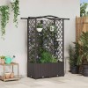 Magasított ágy trellis-szel és tetővel barna 122 x 40 x 141 cm