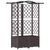 Magasított ágy trellis-szel és tetővel barna 122 x 40 x 141 cm