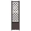 Magasított ágy trellis-szel és tetővel barna 122 x 40 x 141 cm
