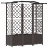 Magasított ágy trellis-szel és tetővel barna 163 x 40 x 141 cm
