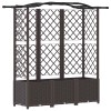 Magasított ágy trellis-szel és tetővel barna 163 x 40 x 141 cm
