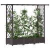 Magasított ágy trellis-szel és tetővel barna 164 x 40 x 123 cm