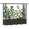 Magasított ágy trellis-szel és tetővel barna 203 x 40 x 138 cm