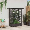 Magasított ágy trellis-szel és tetővel barna 124 x 40 x 123 cm